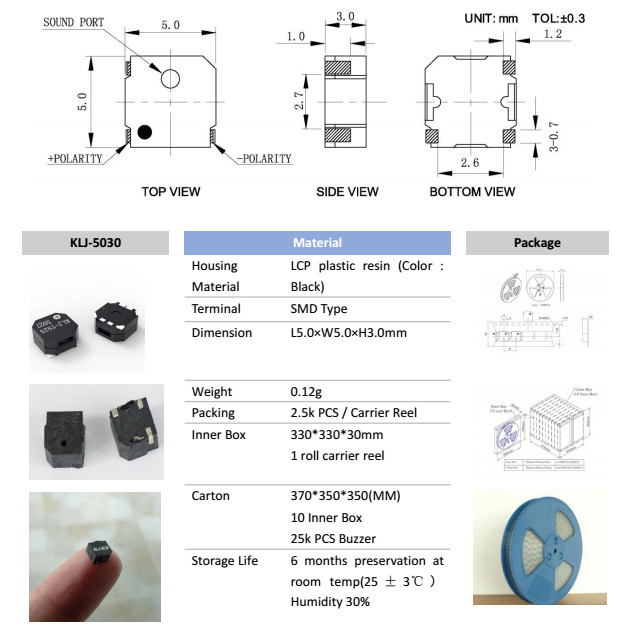 SMD Buzzer Magnetic Passive buzzer Audio Transducer Acoustic Component