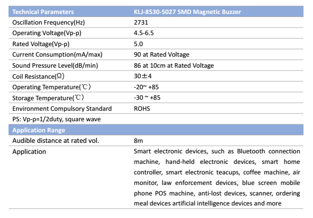 SMD Custommade Buzzer Magnetic Buzzer Audio Transducer L85mmW85mmH30mm KLJ85305027