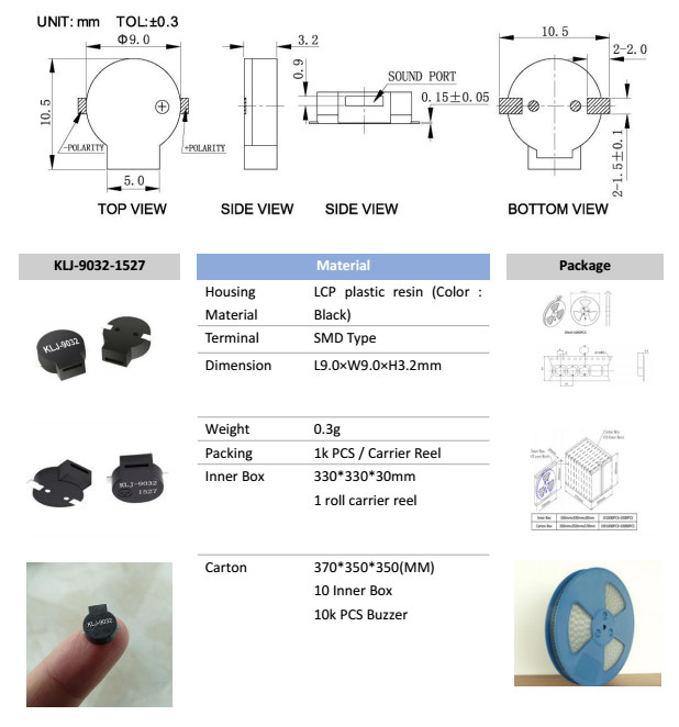 SMD Magnetic Buzzer Micro Buzzer Alarm Aduio Transducer KLJ90321527