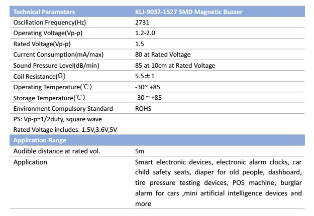 SMD Magnetic Buzzer Micro Buzzer Alarm Aduio Transducer KLJ90321527