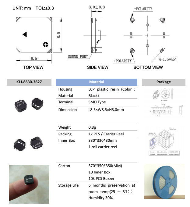 Ultrathin Buzzer Alarm Speaker Audio Transducer beeper KLJ85303627