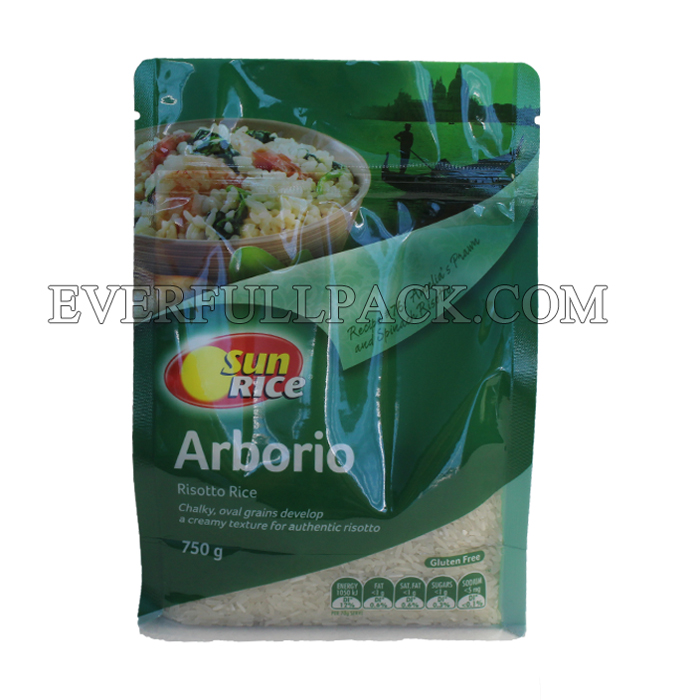 High Quality Hot Sale Laminated Material Gravure Printing Standard Zipper Rice Flat Bottom Bag