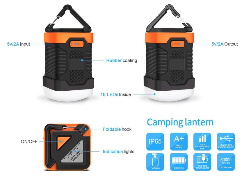 Mini Portable Camping lanternPower bank Solar LED Lighting