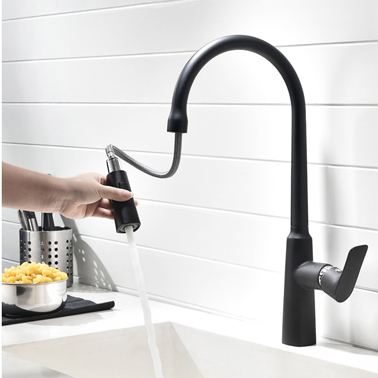 OEM competitive brass material Matt black finish kitchen mixer