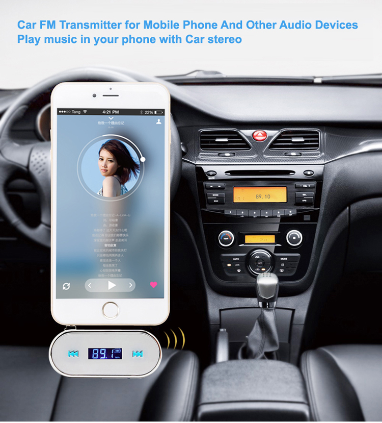 GXYKIT Car FM transmitter F2 Radio Music transmitter with builtin lithium battery
