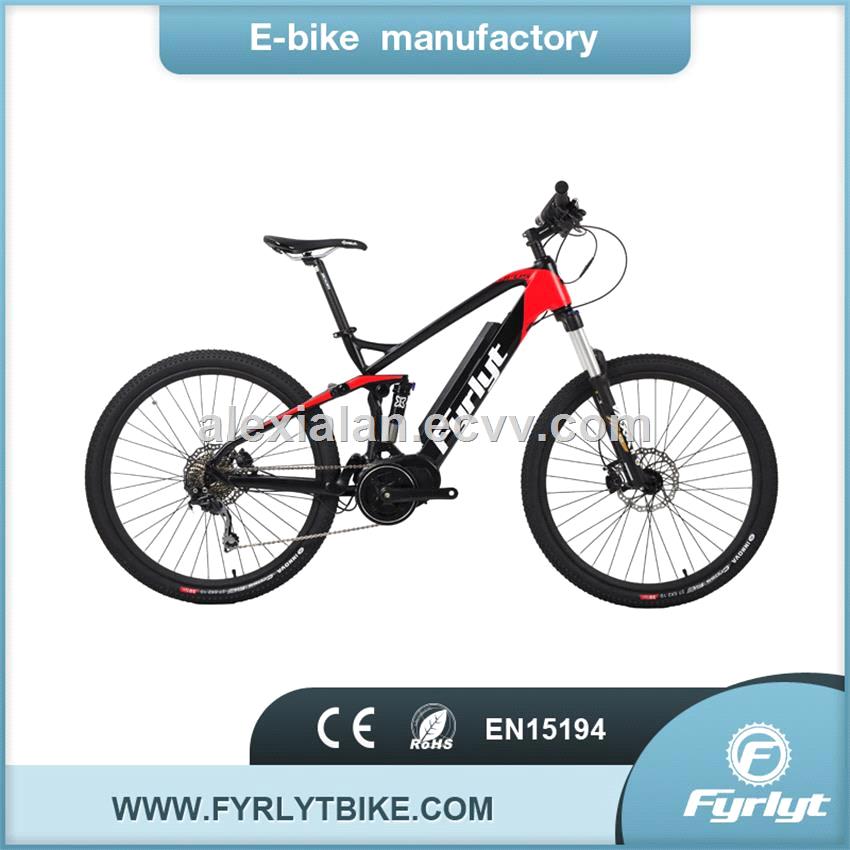 275 full suspension mountain Ebike 250W bafang mid drive motor electric mountain bike