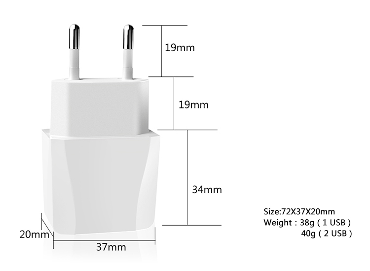 New arrival 5V 21A dual USB wall charger ac mobile phone charger