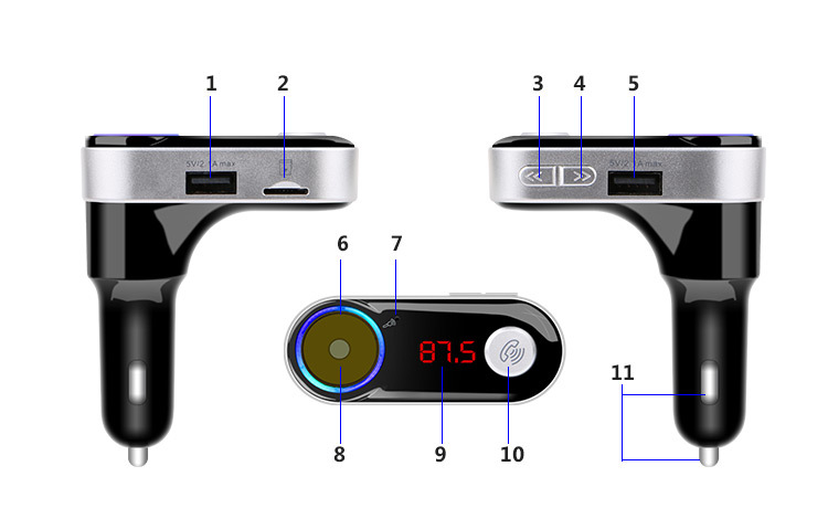 GXYKIT Car bluetooth MP3 wireless FM Transmiter BC09B Car MP3 Player with USB Charger