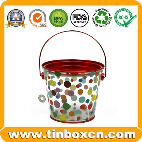 PVC Tin Bucket with Metal Handle Transparent PVC Tin Box Tin Can with Trasparent Body BR1751