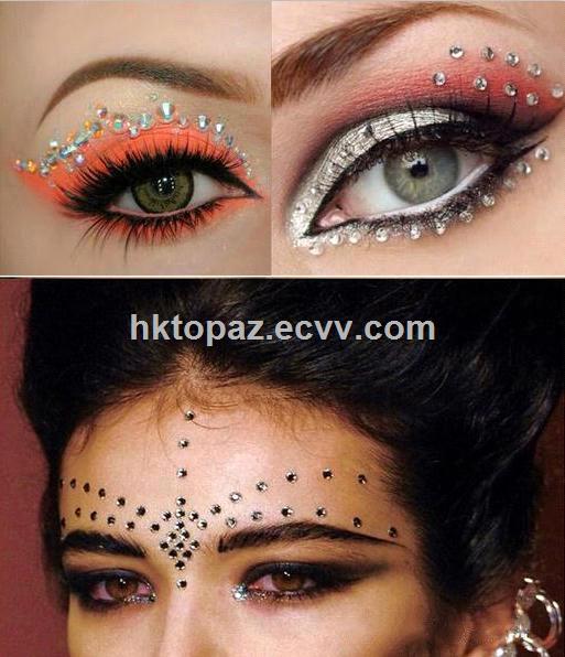 Fancy Custom Iridescence Rhinestone Crystal Face Tattoo Sticker S020