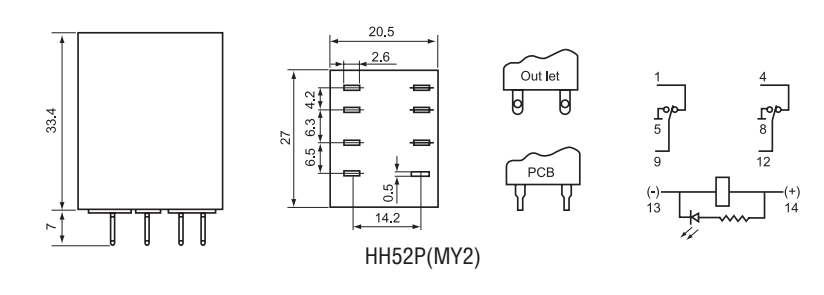 MY2HH52P 12VDC 10A General Purpose Relay