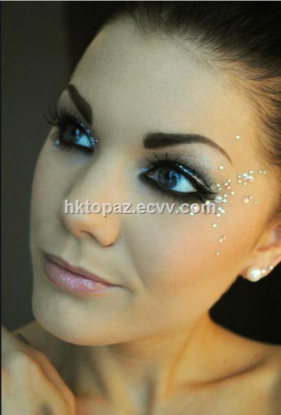 Fancy Custom Iridescence Rhinestone Crystal Face Tattoo Sticker S020