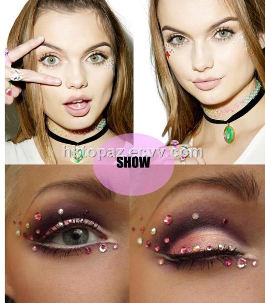 Fancy Custom Iridescence Rhinestone Crystal Face Tattoo Sticker S020