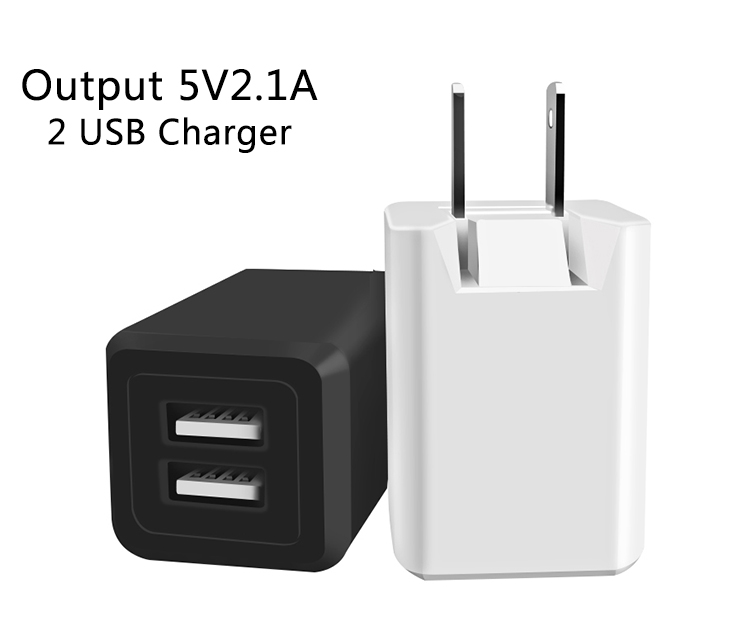 5V 21A folding US plug dual USB port universal USB wall charger for mobile phone