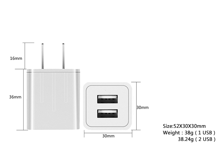 China manufacturer mobile phone accessories 5v21a wholesale USB wall charger