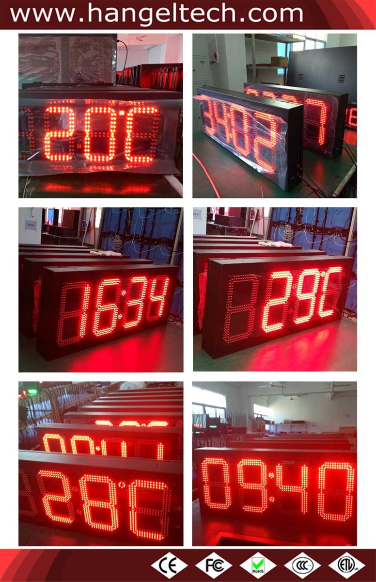 6 Inches Digit Outdoor Time and Temperature LED Display Clock