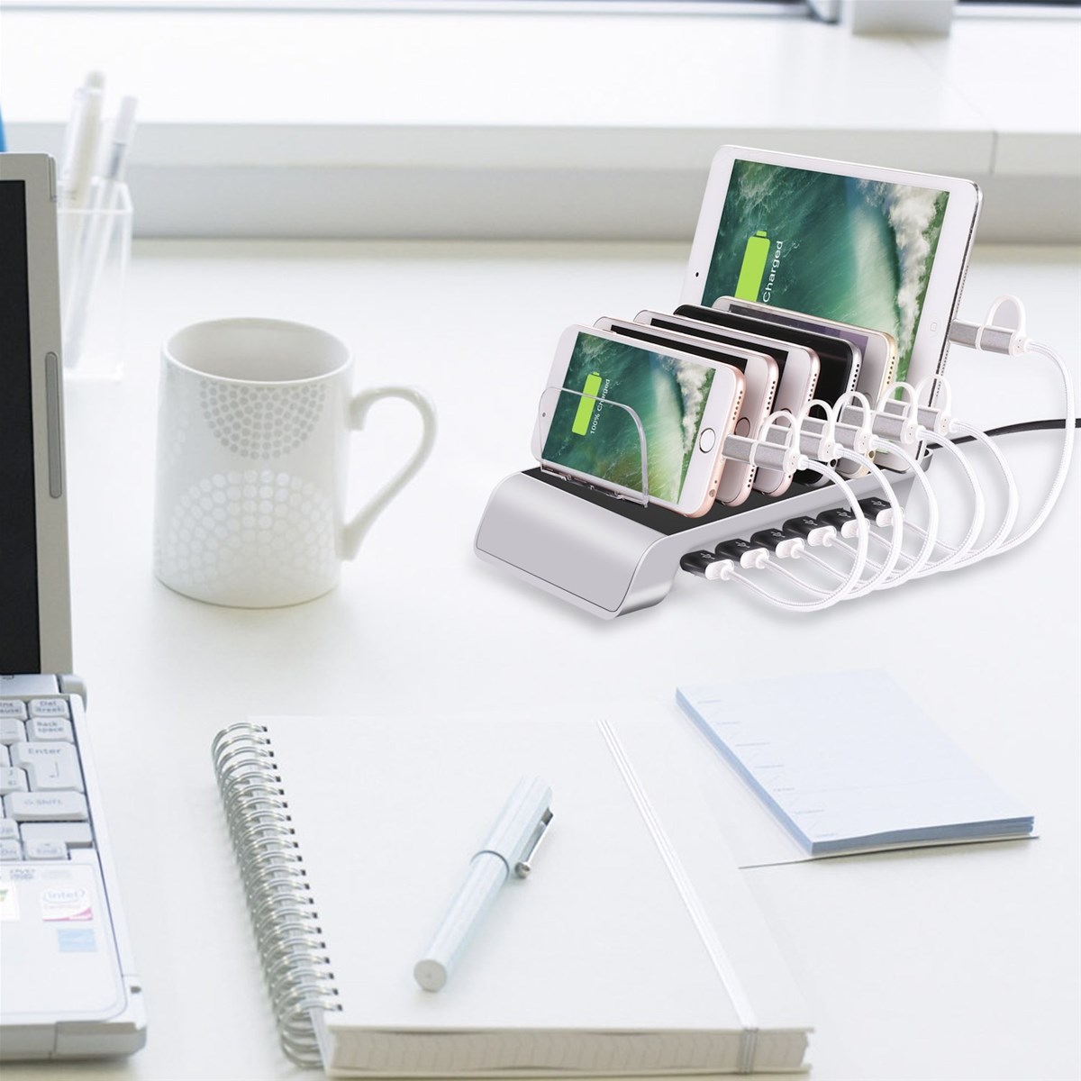 Portable Fast Changing Station Pad 102A 6 Port USB Charging Station Universal Desktop Tablet Smartphone MultiDevice