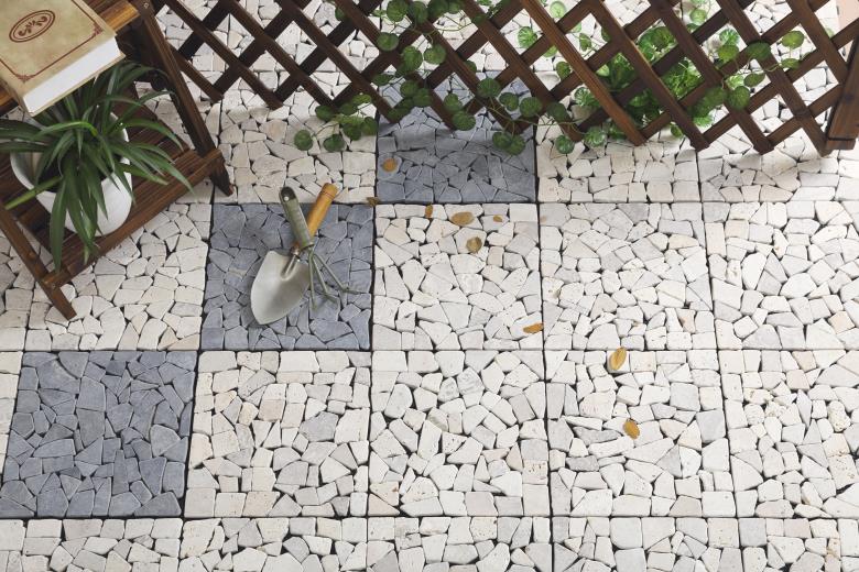 easy install cheap ptice natural travertine stone mosaic tile interlocking floor for garden