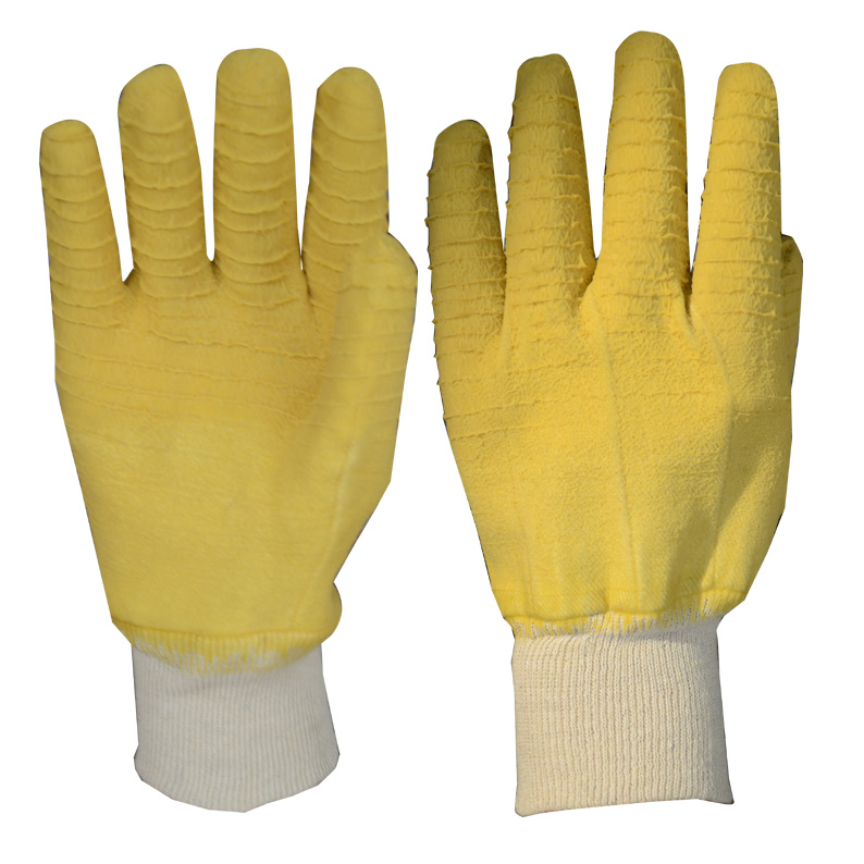 Yellow Crinkle Latex dipping Working Glove