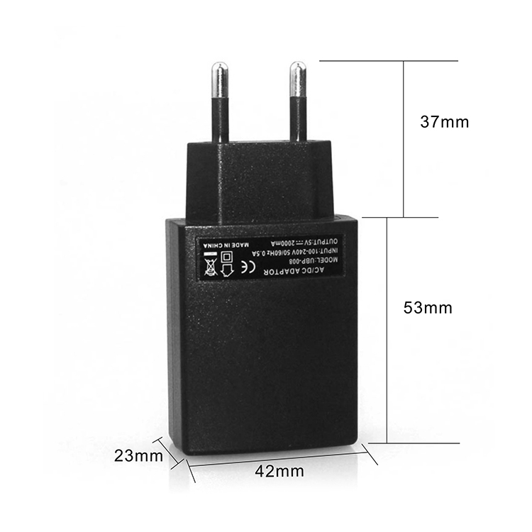 Wall charger single USB 5V 2A universal USB AC travel wall charger