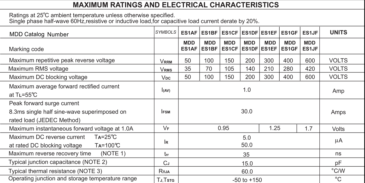High quality 1A 600V ES1JF plating rectifier with favorable price