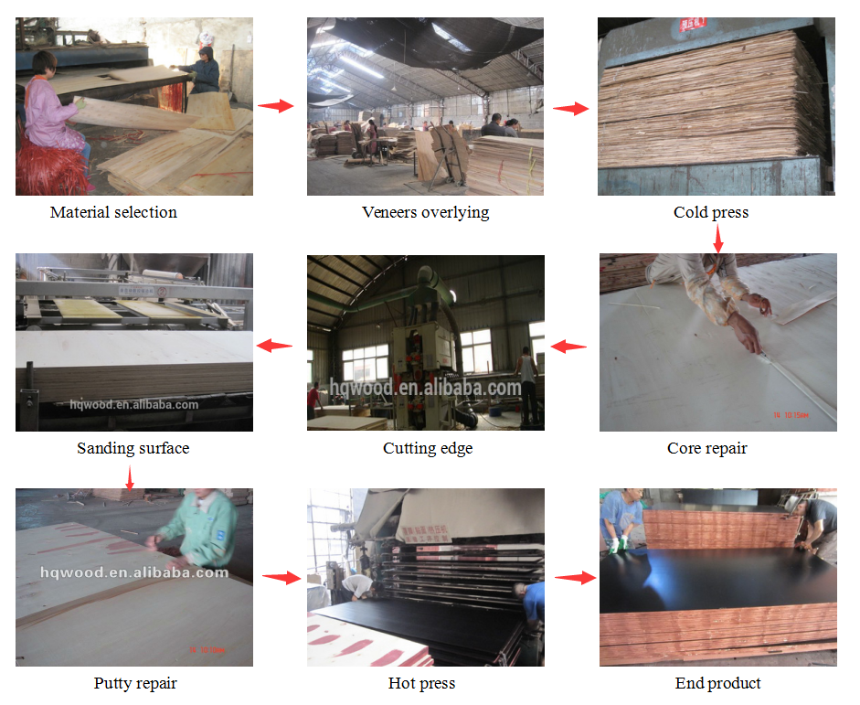 Outdoor Indoor water resistant wood types marine plywood film faced from Linyi