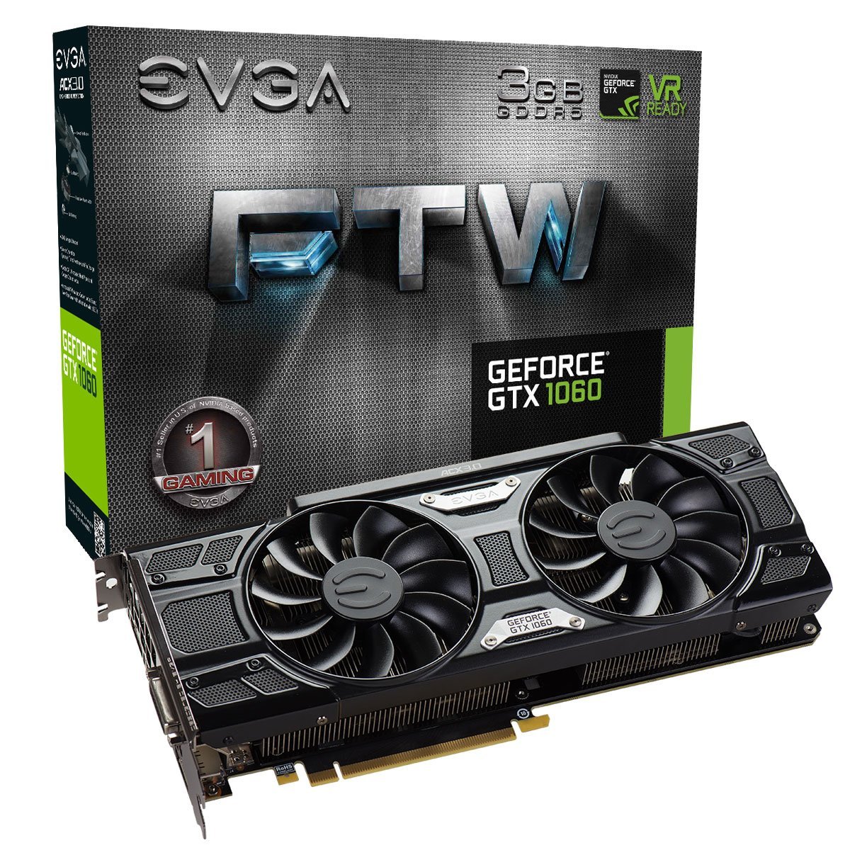 GeForce GTX 1060 3GB FTW GAMING ACX 30 3GB GDDR5 LED DX12 OSD Support Graphic Cards 03GP46168KR