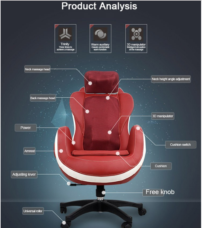 2017 High quality ergonomic massage swivel game chair