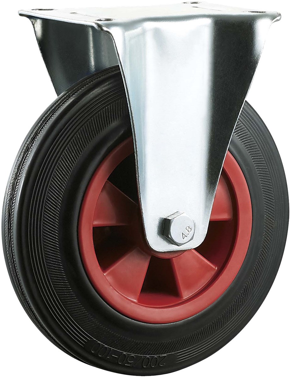 Industrial caster wheel hardware 4 inches fixed rubber plastic roller bearing wheels