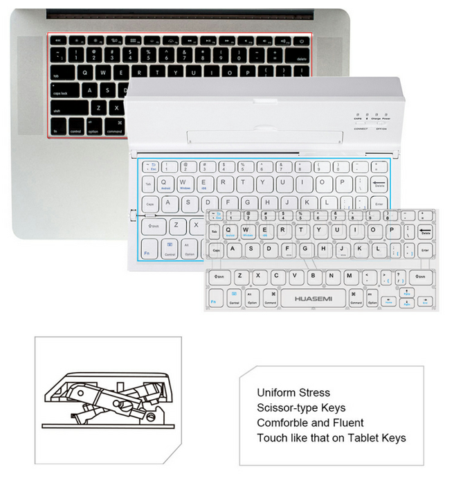 Best selling three system folding bluetooth keyboard for IOSSLBK18A