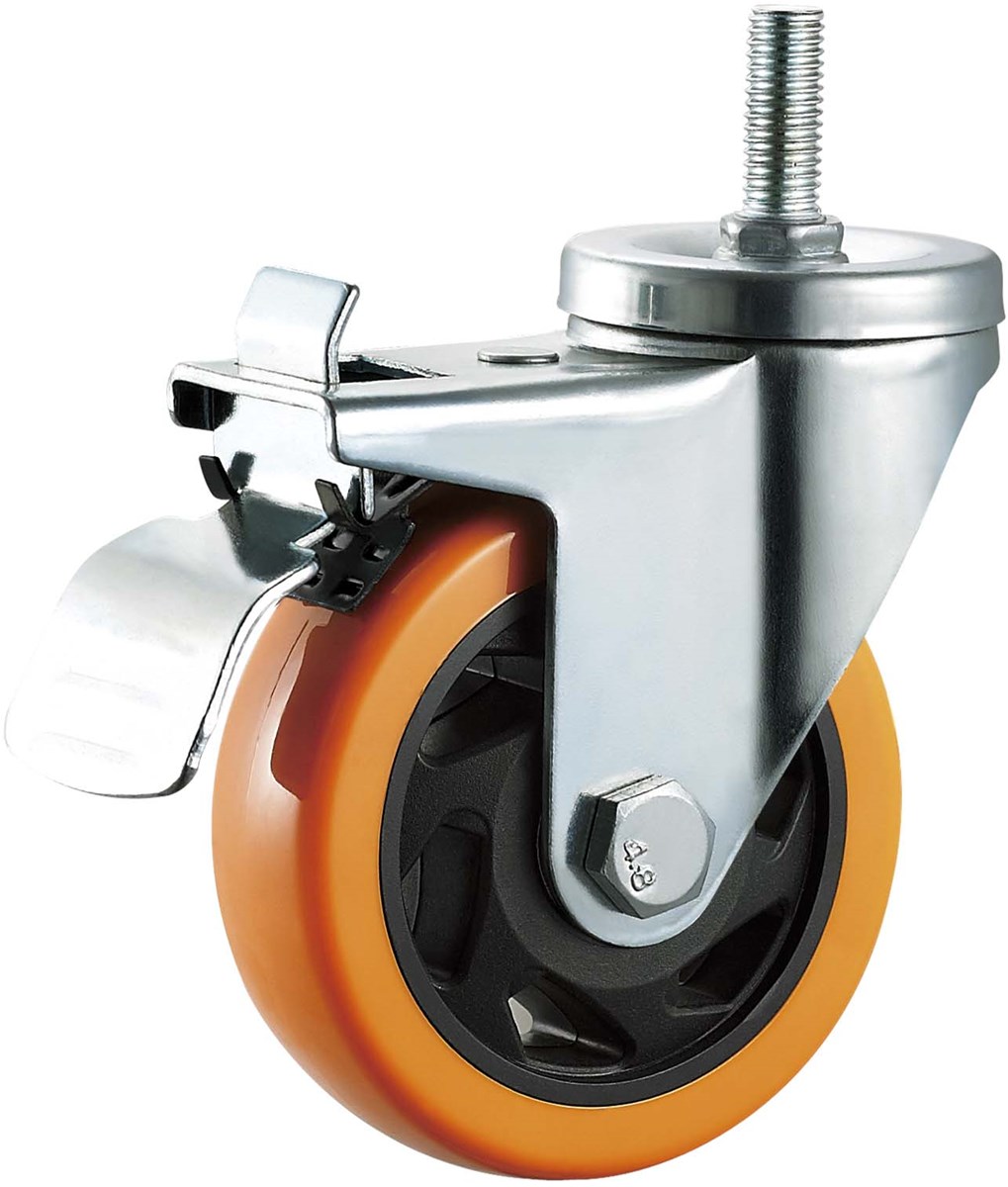 Medium duty caster wheel hardware bolt hole PVC plastic 4 inches double ball bearing wheels