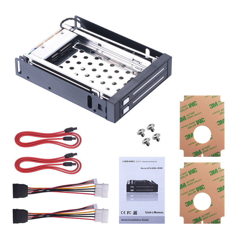 Unestech 25in Dual bay SATA Tryaless Internal HDD Mobile Rack Support Hot Swap