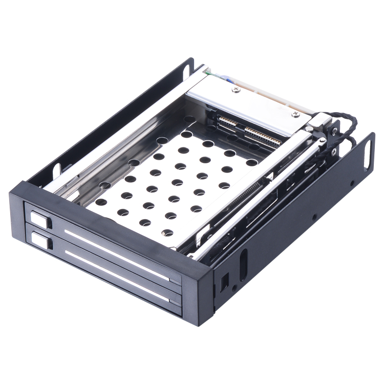 Unestech 25in Dual bay SATA Tryaless Internal HDD Mobile Rack Support Hot Swap