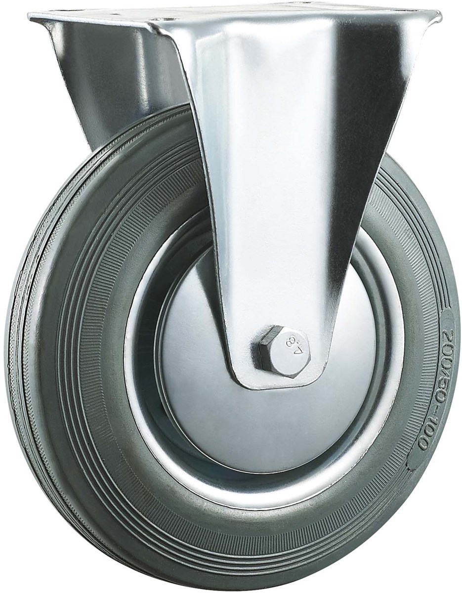 Industrial caster wheel hardware fixed 4 inches gray rubber plain bearing wheel