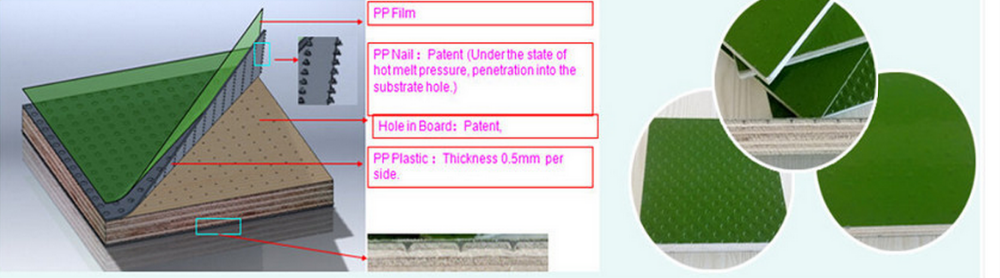 PP green plastic film faced plywood
