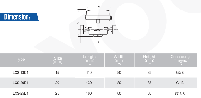 Younio Single jet Wet Water Meter