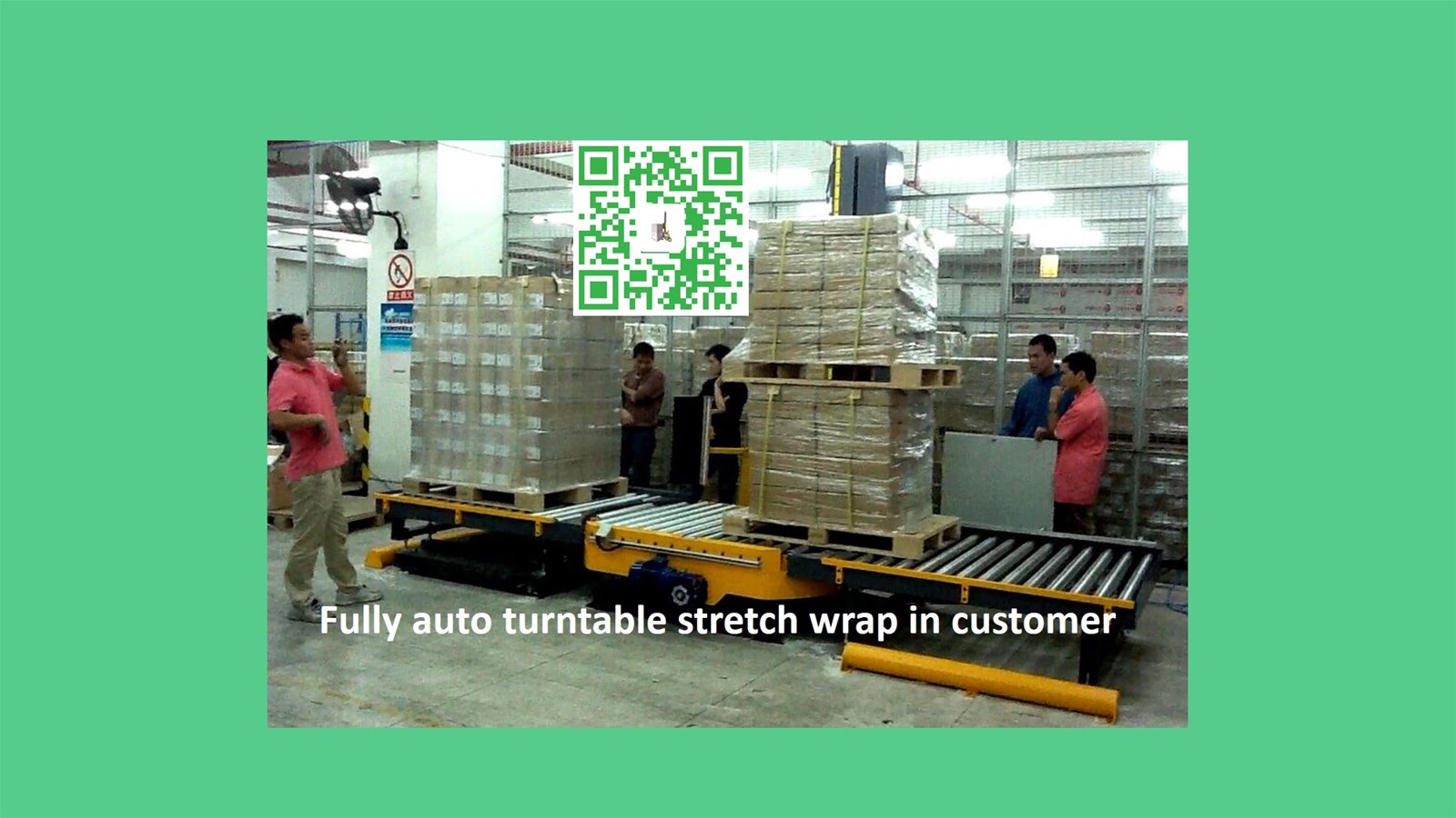 MS303H Fully auto conveyorized pallet wrapper for heavy product