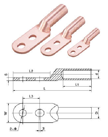 Wanxie DT series oil plugging copper terminal connector double hole terminal
