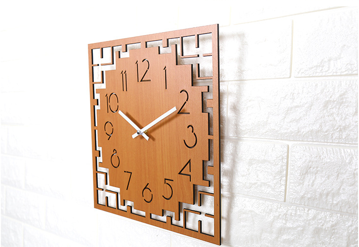 Creative Round Shape Chinese Style Digital Wood Wall Quiet Clock