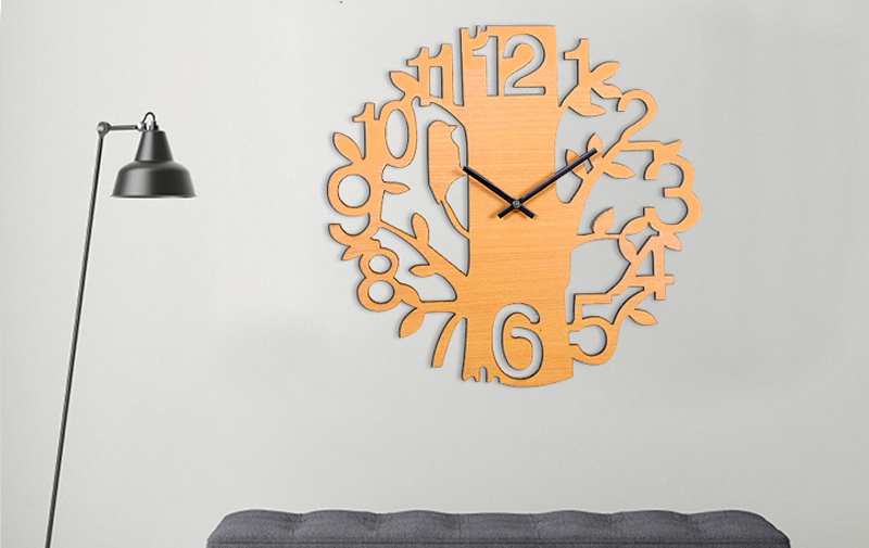 Creative Tree Shape Home Decorative Wood Wall Quiet Clock