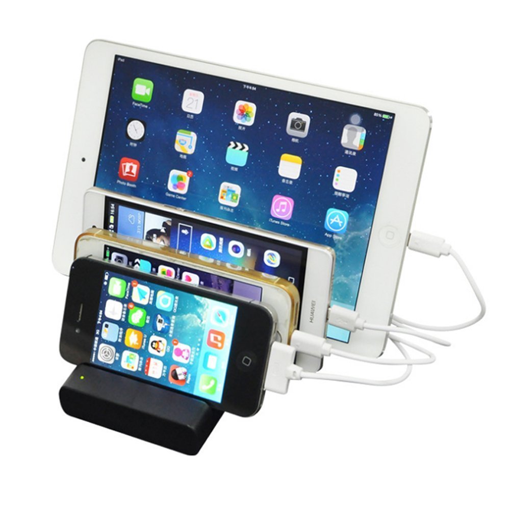 Portable Fast Phone Charger 4 Port 51A5V Desktop USB Changing Station Stand with USPlug for iPhone44s55s66s i