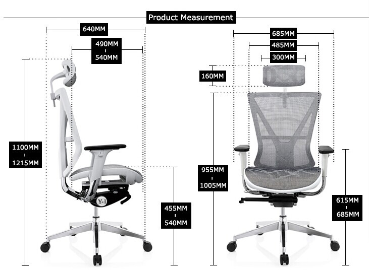 Ergonomic Mesh Office Chair with Height Adjustable Back Frame in White