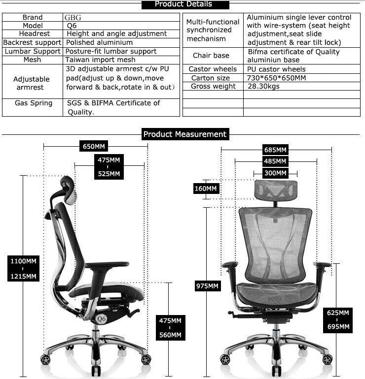 Modern Classic Designed High Back Executive Ergonomic Mesh Office Chair