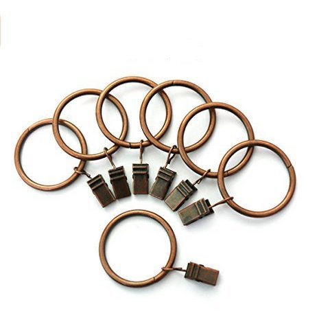 Portable Set of 14 15inch Copper Curtain Rings with Clips and Hooks for Bathroom Shower Rod