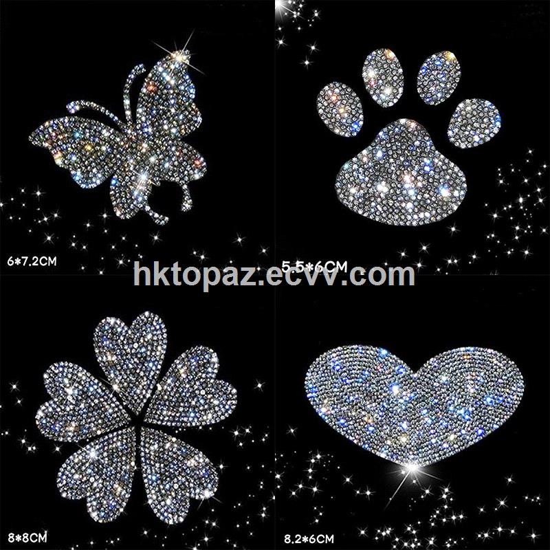 2017 Various Patterns of Crystal Car Stickers Rhinestones Motif Iron on Applique Fixing Rhinestones TPpattern sticker