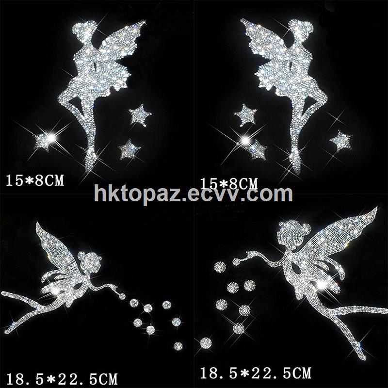 2017 Various Patterns of Crystal Car Stickers Rhinestones Motif Iron on Applique Fixing Rhinestones TPpattern sticker