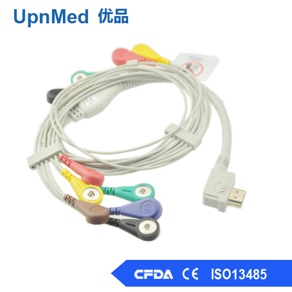 HDMI Holter ekg cable 10 lead wiressnap or clip