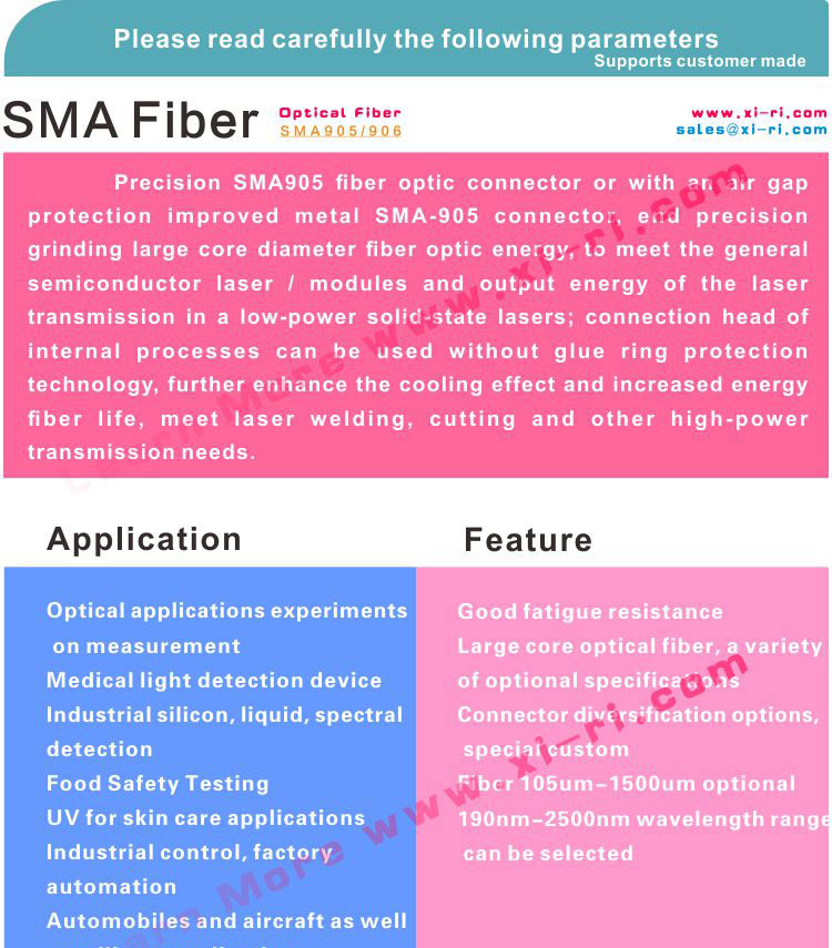 FSMA905 200220 NA022 wavelength4002200nm fiber