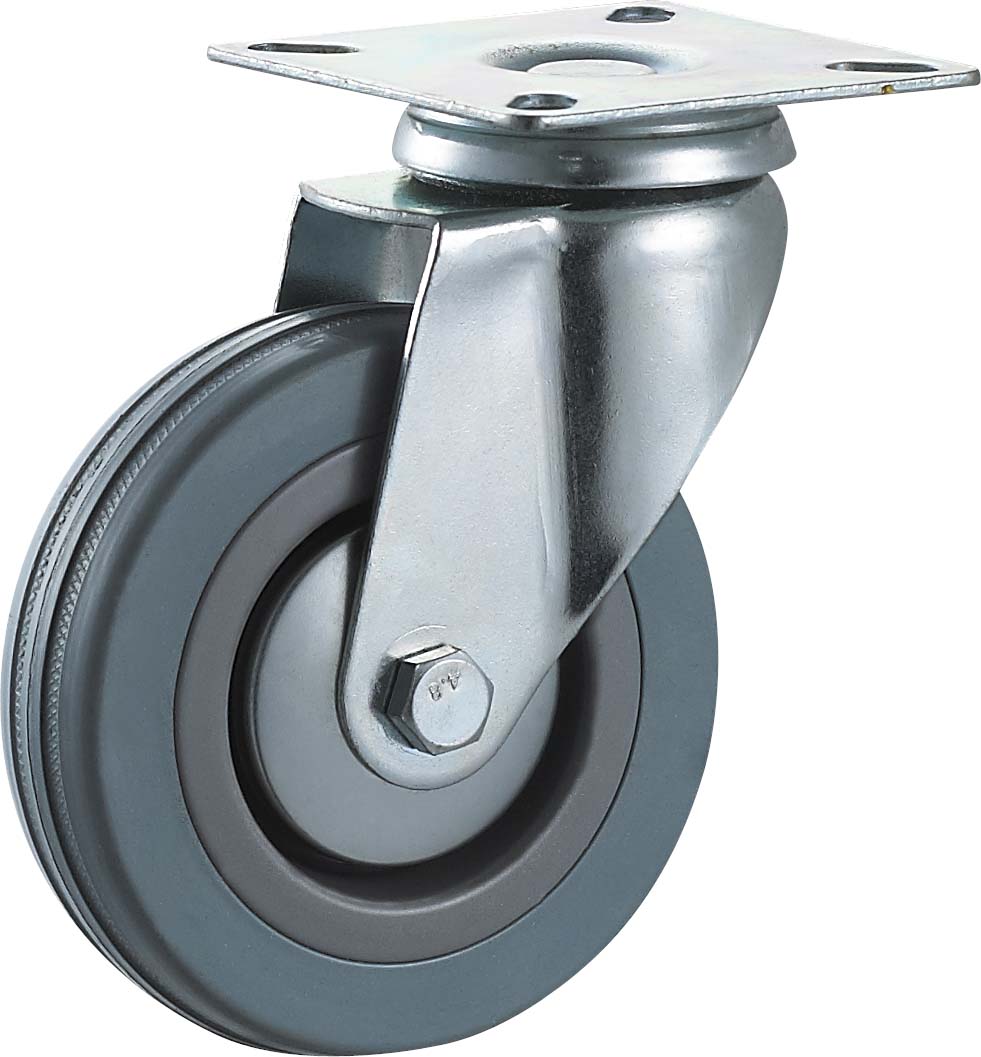 Medium duty caster wheel hardware gray rubber swivel 3 inches plain bearing wheels
