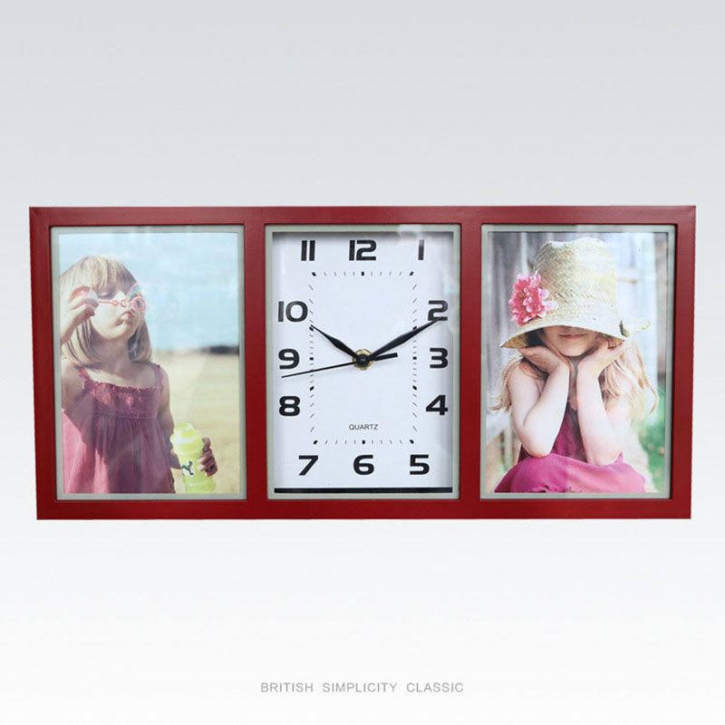 Creative Rectangle Photo Frame Simplicity Quiet Movement Wall Clock